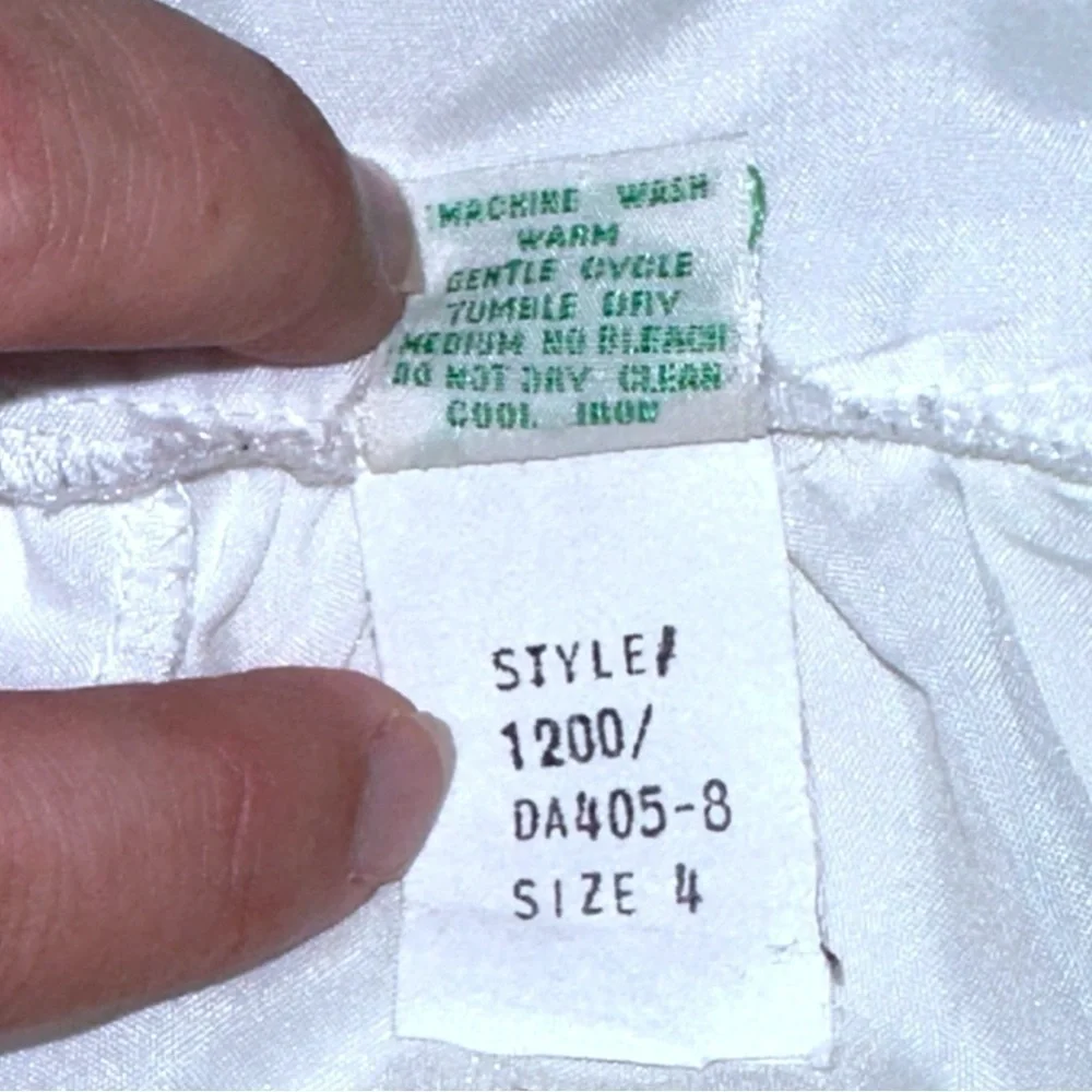 Vintage Alyssa Ruffle Sleeve Dress - Size 4, White with Pink Accent